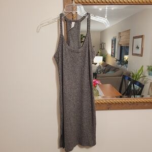 NEW Anthropologie Daily Practice Dark Gray Ribbed Mini Dress Racerback Strappy